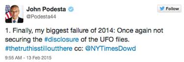 podesta ufo disclosure regreat tweet